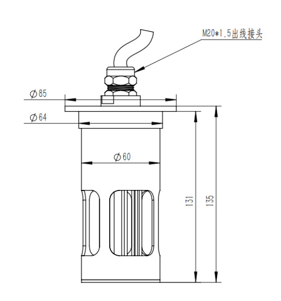 輸電線路結冰厚度傳感器產品尺寸圖