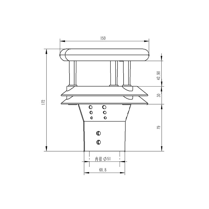 風(fēng)機(jī)現(xiàn)場(chǎng)使用風(fēng)向標(biāo)氣流探測(cè)產(chǎn)品尺寸圖